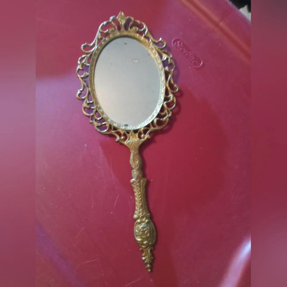 Vintage Brass Handheld Mirror